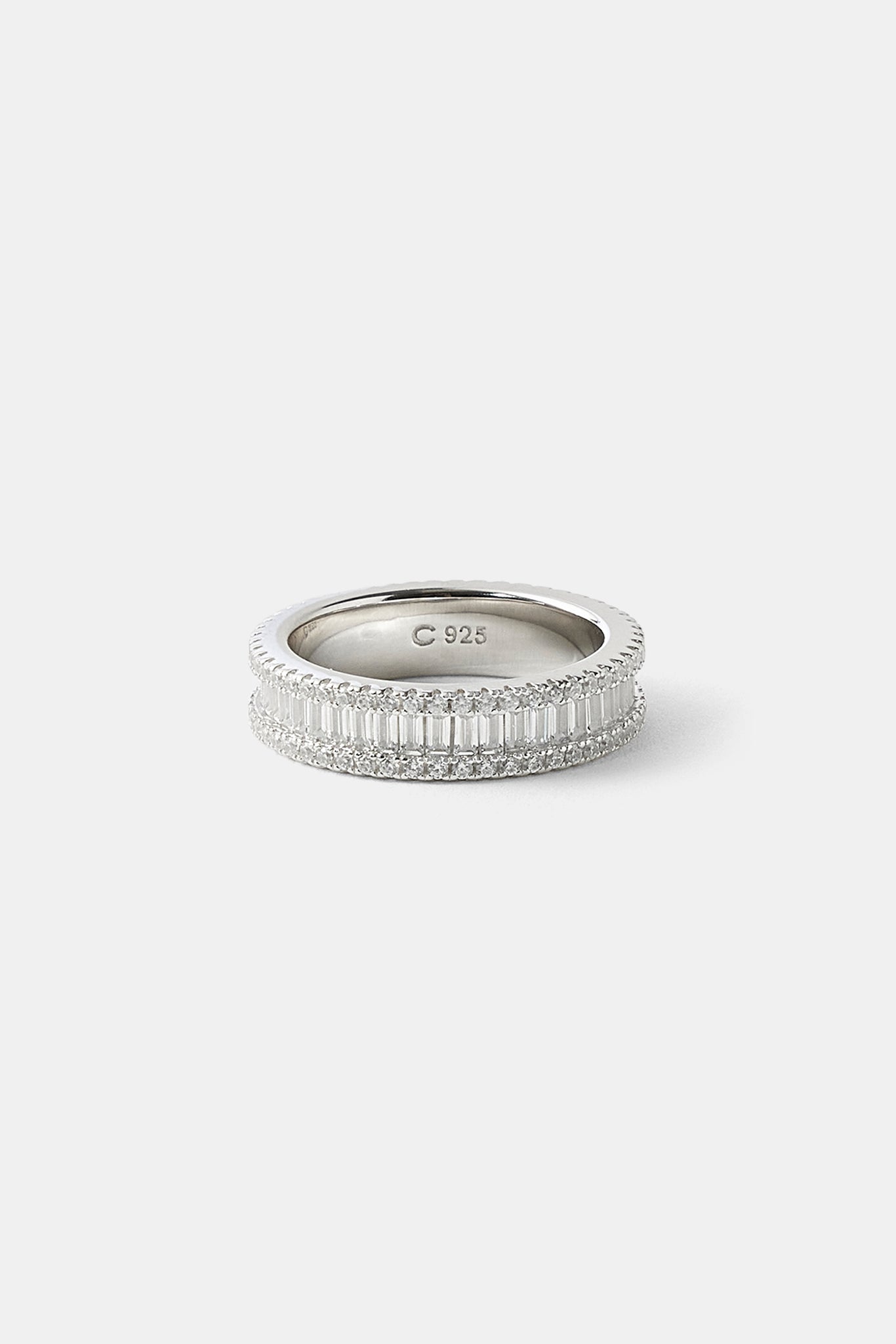 Iced Baguette & Round Stone Ring - 6mm