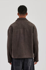 Suede Collared Jacket - Charcoal