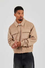 Textured Utility Bomber - Beige