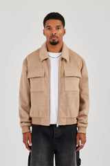 Textured Utility Bomber - Beige