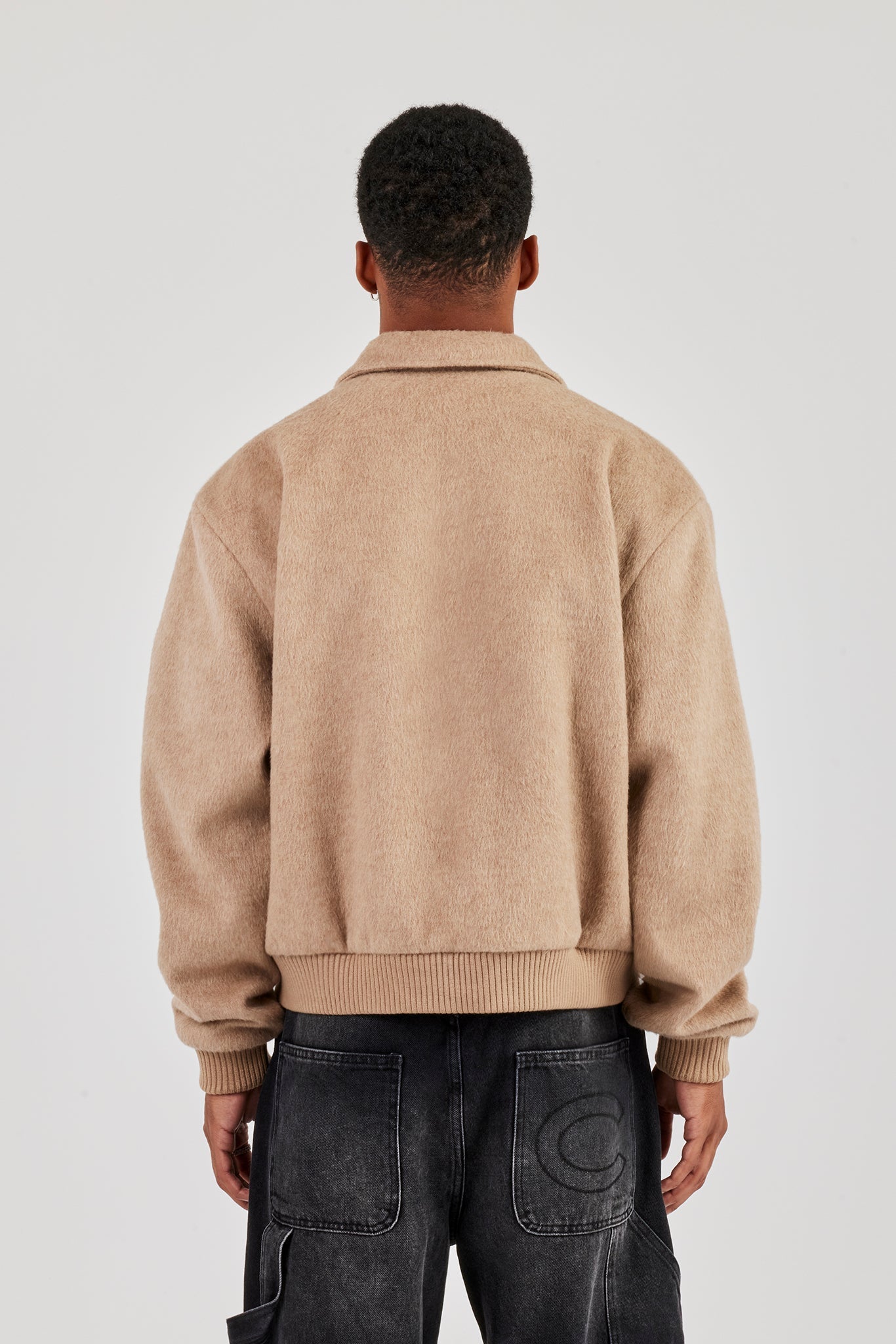 Textured Utility Bomber - Beige