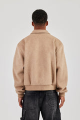 Textured Utility Bomber - Beige