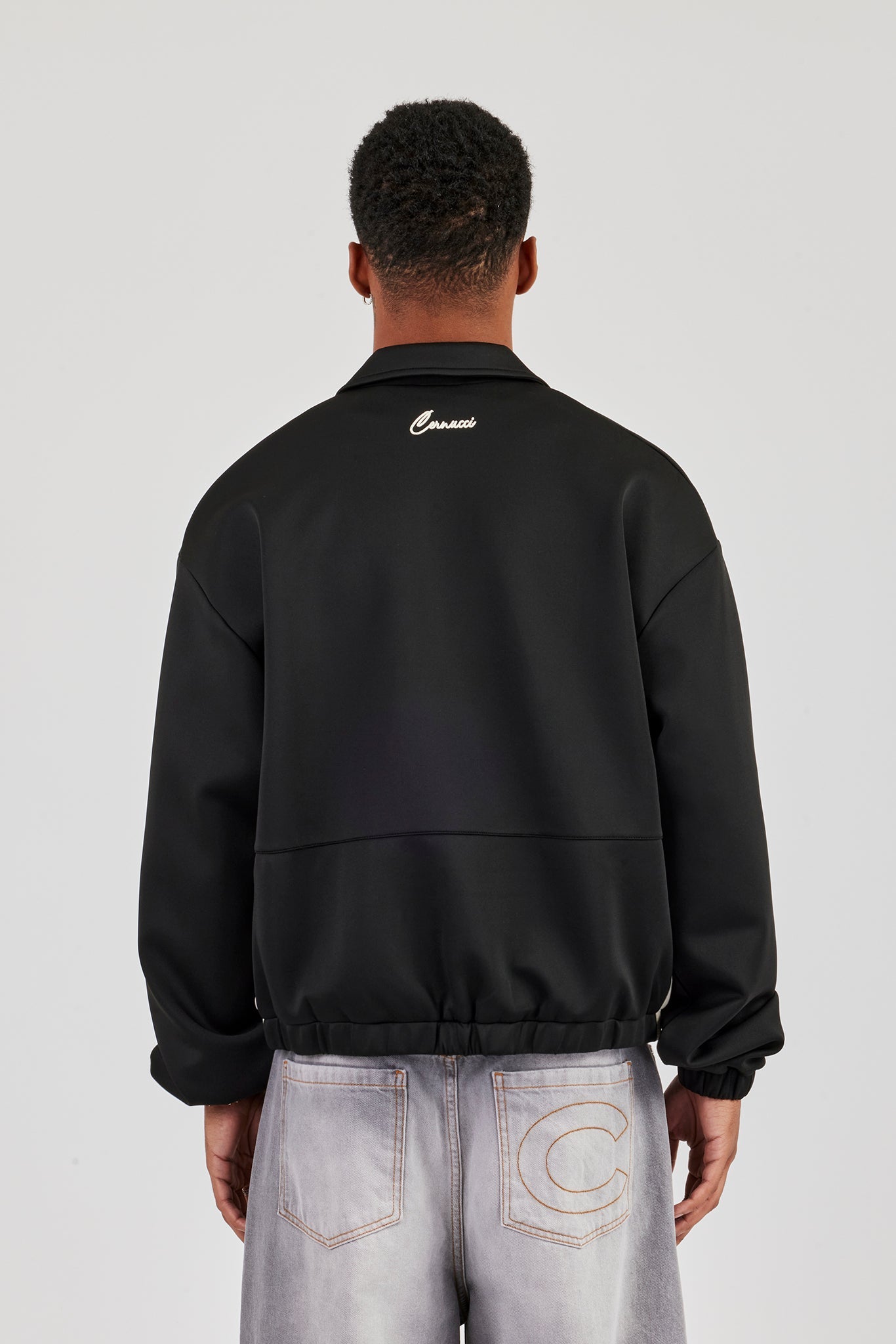 Poly Contrast Track Jacket - Black