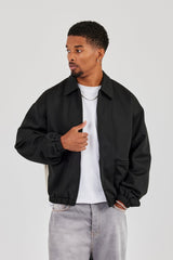 Poly Contrast Track Jacket - Black