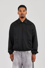 Poly Contrast Track Jacket - Black