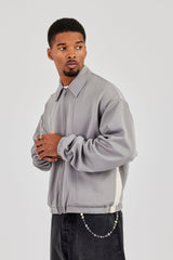 Poly Contrast Track Jacket - Grey