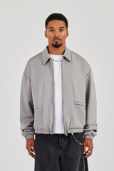 Poly Contrast Track Jacket - Grey
