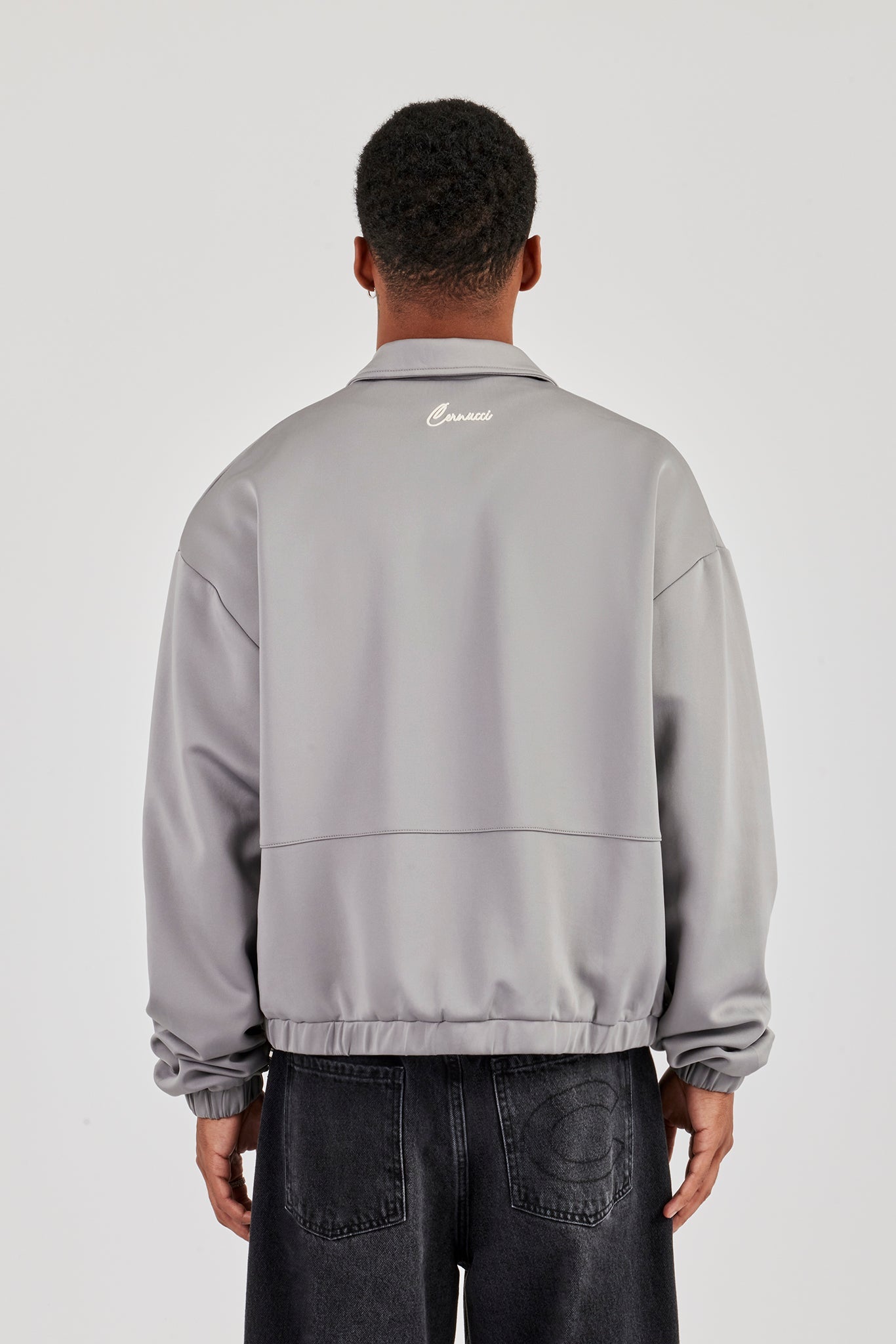 Poly Contrast Track Jacket - Grey