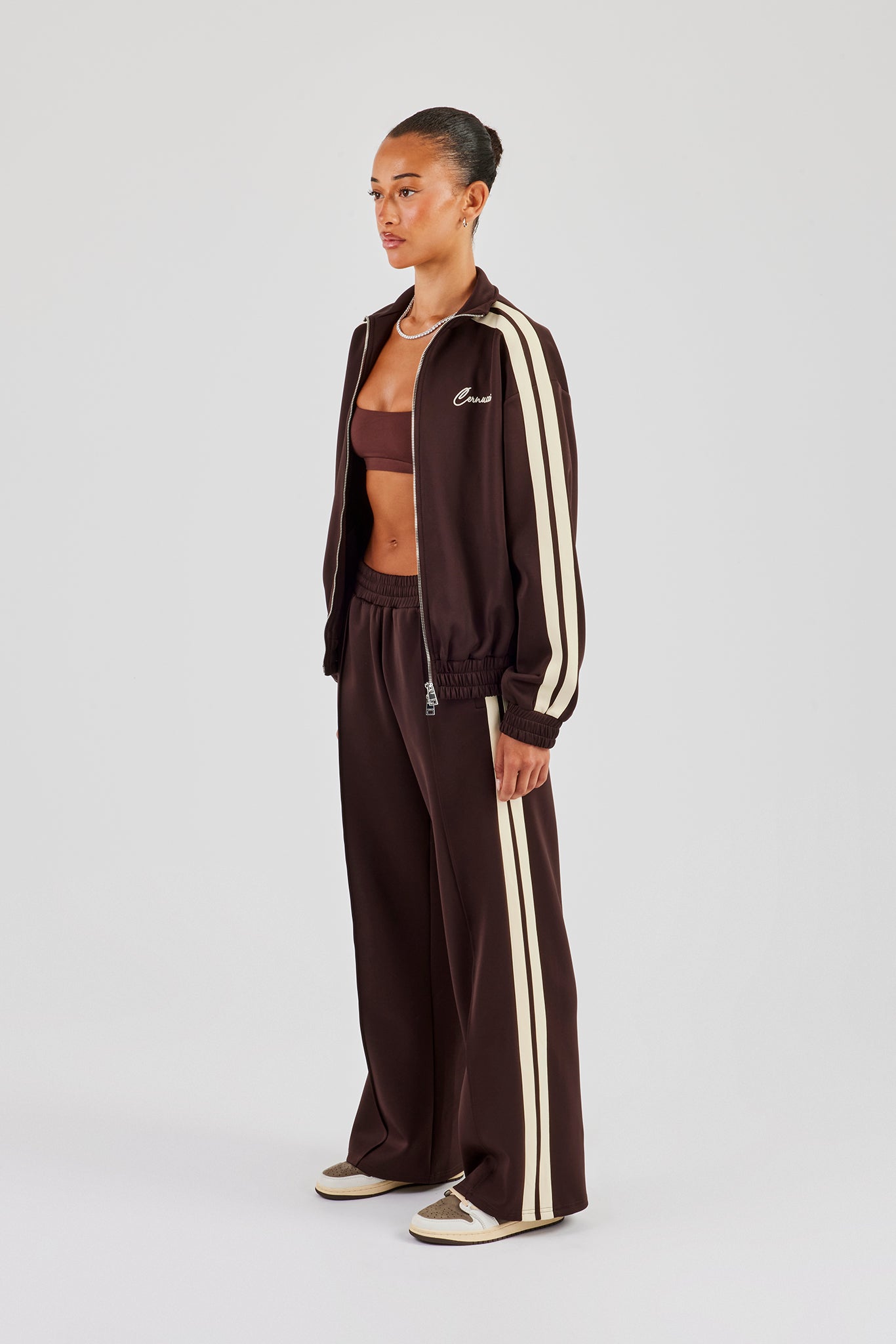 Funnel Neck Butter Yellow Taping Zip Through Tracksuit