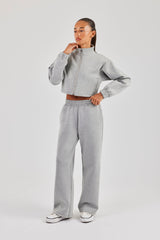 Scuba Funnel Neck Crop Jacket & Jogger - Grey