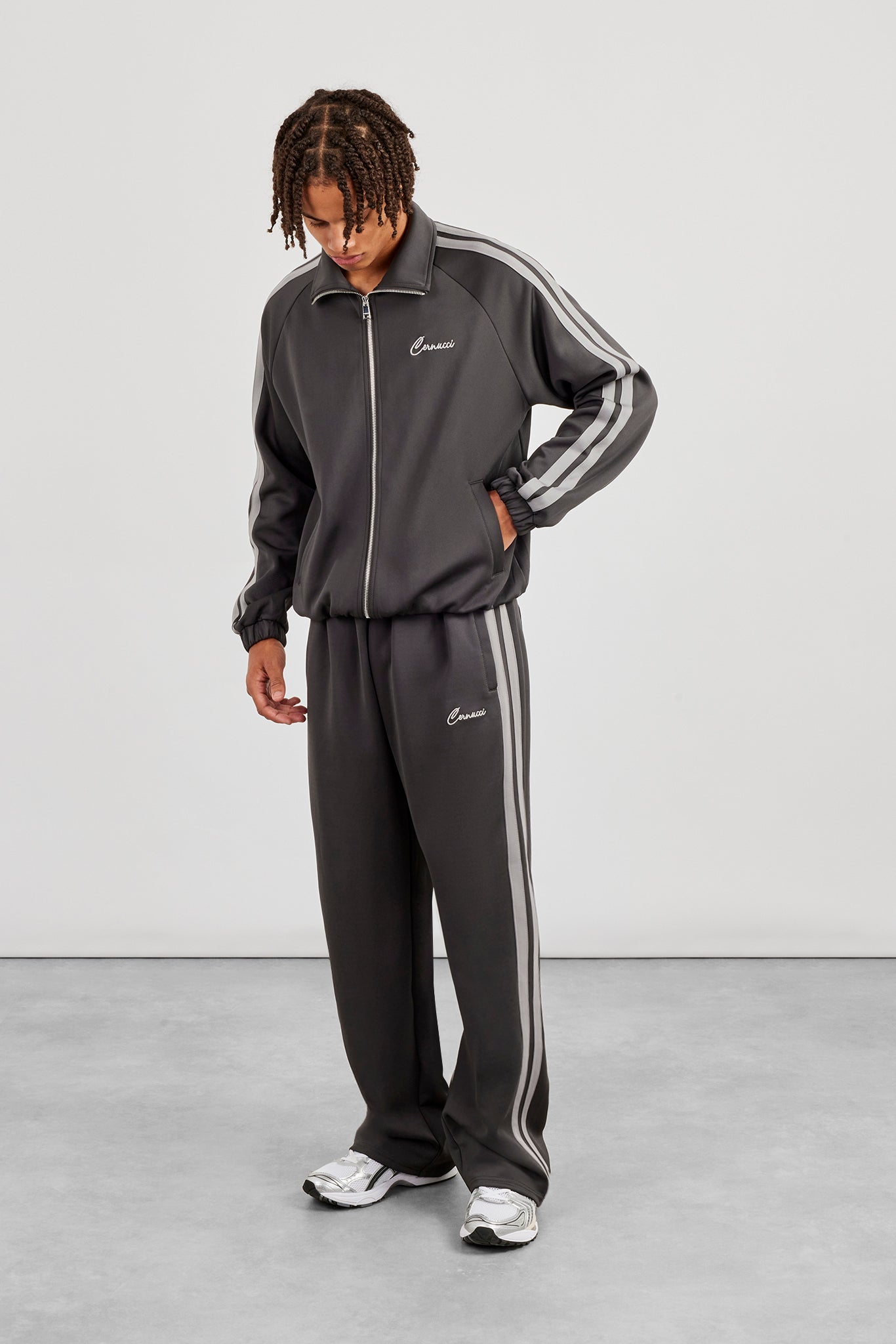 Taping Track Jacket & Relaxed Track Pant - Charcoal