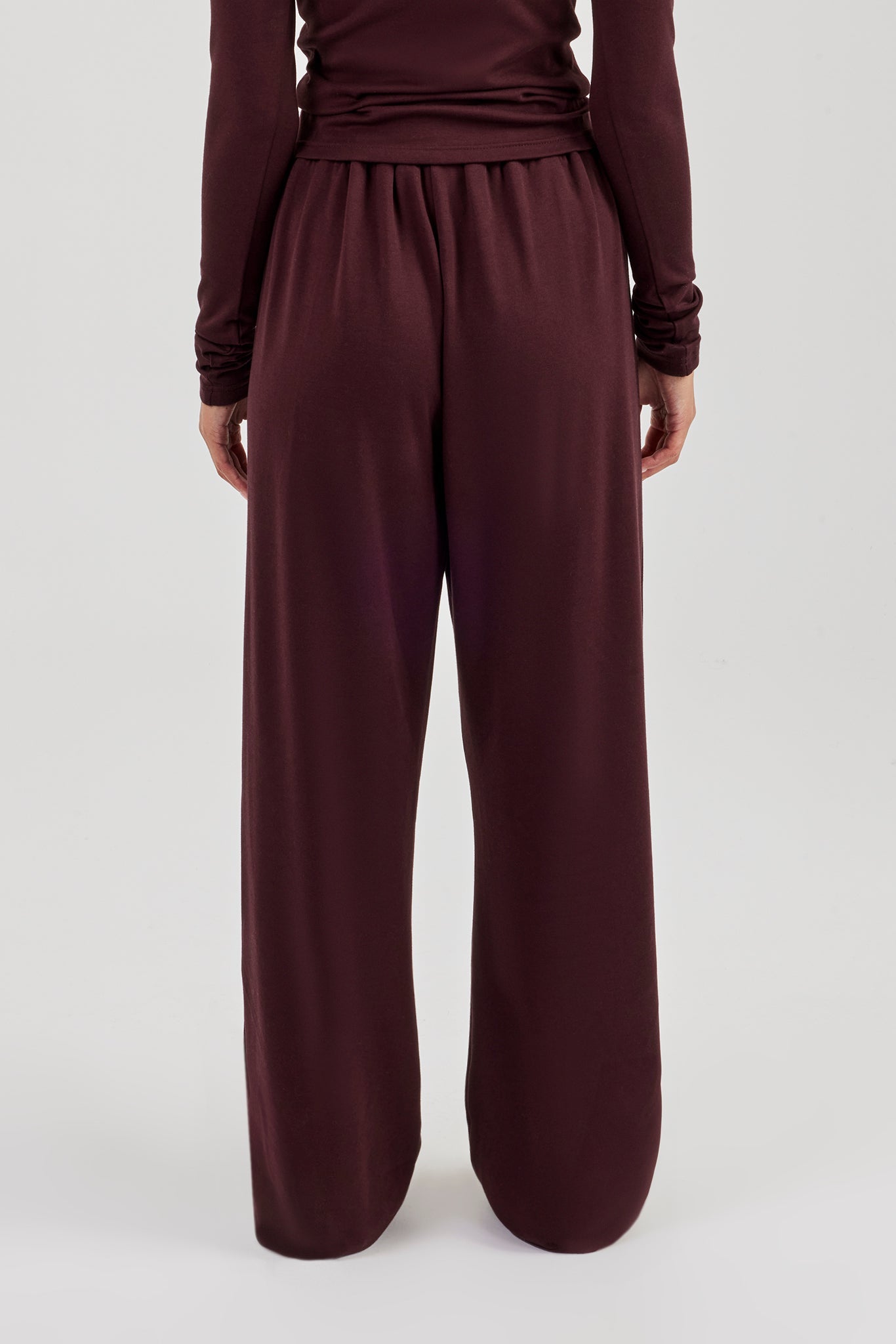Soft Touch Button Detail Trouser - Burgundy