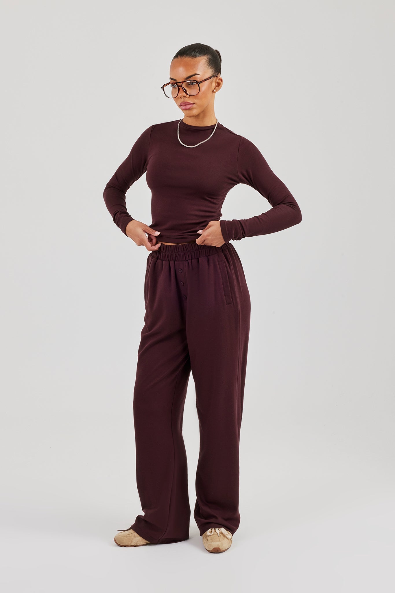 Soft Touch Long Sleeve Top - Burgundy