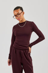 Soft Touch Long Sleeve Top - Burgundy