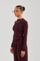 Soft Touch Long Sleeve Top - Burgundy