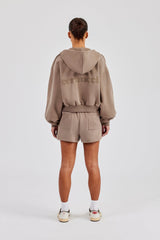 Cernucci Cropped Zip Through Hoodie & Short - Taupe