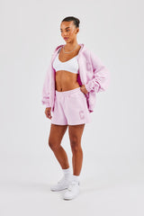 Oversized Zip Through Hoodie & Short - Pink