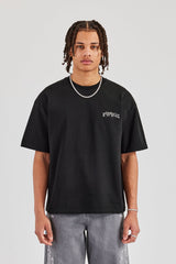 Regular Back Puff Print T-Shirt- Black