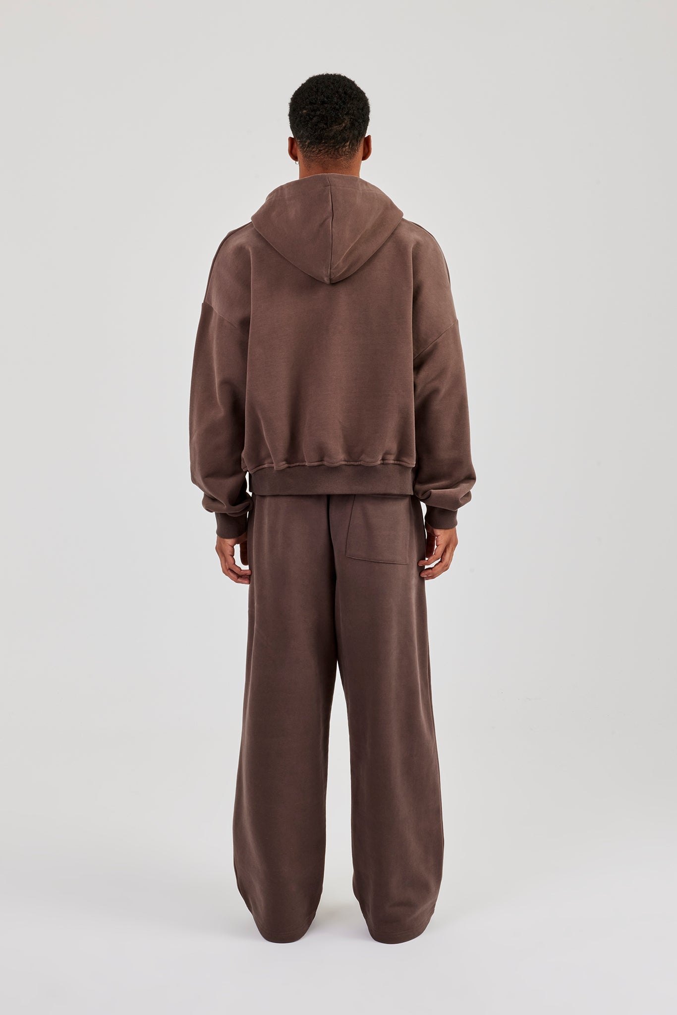Zip Hoodie & Baggy Fit Jogger - Coffee