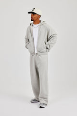 Zip Hoodie & Baggy Fit Jogger - Grey Marl