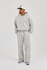 Zip Hoodie & Baggy Fit Jogger - Grey Marl
