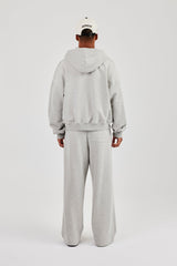Zip Hoodie & Baggy Fit Jogger - Grey Marl