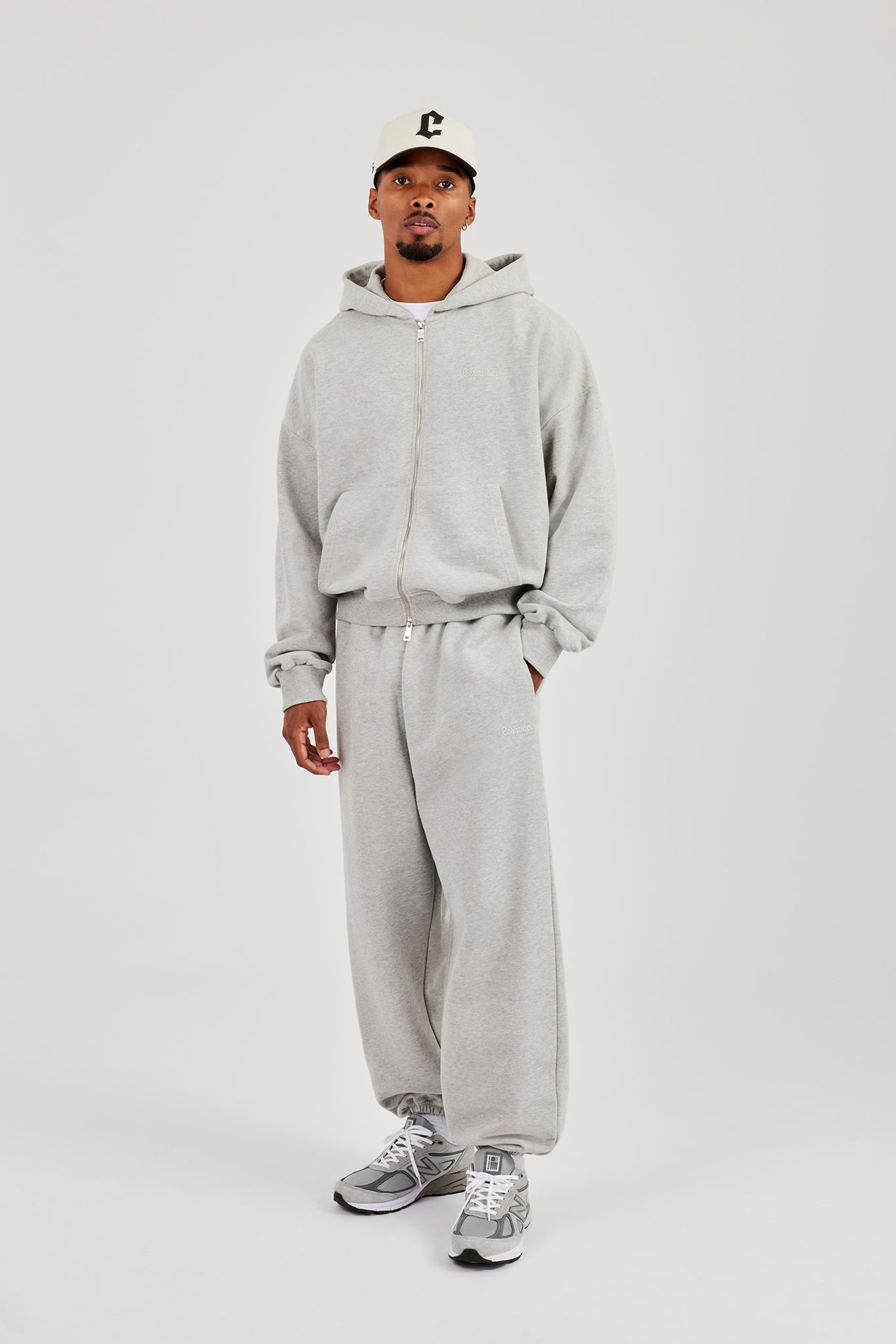Zip Hoodie & Cuffed Jogger - Grey Marl