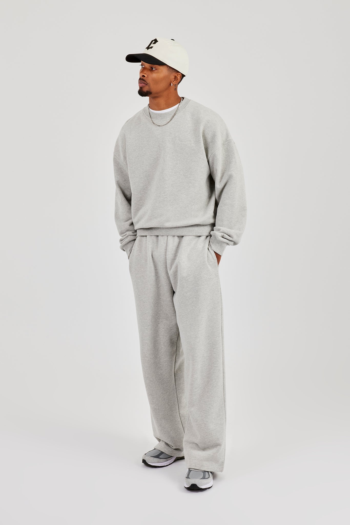 Sweater & Baggy Fit Jogger - Grey Marl