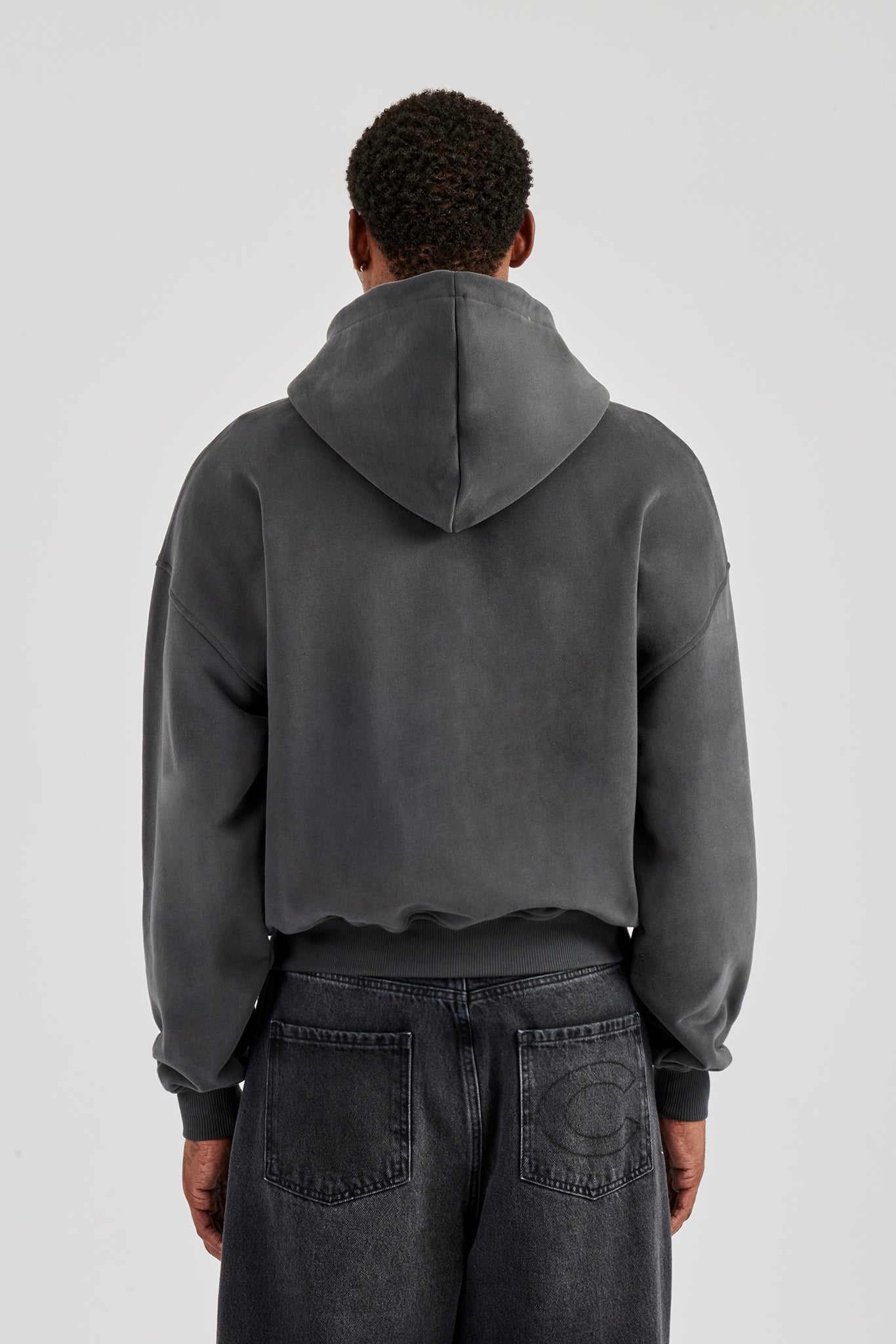 Diamonds In Paradise Printed Boxy Zip Hoodie – Charcoal