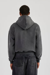 Diamonds In Paradise Printed Boxy Zip Hoodie – Charcoal