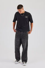 Washed Rhinestone Boxy T-Shirt - Washed Black