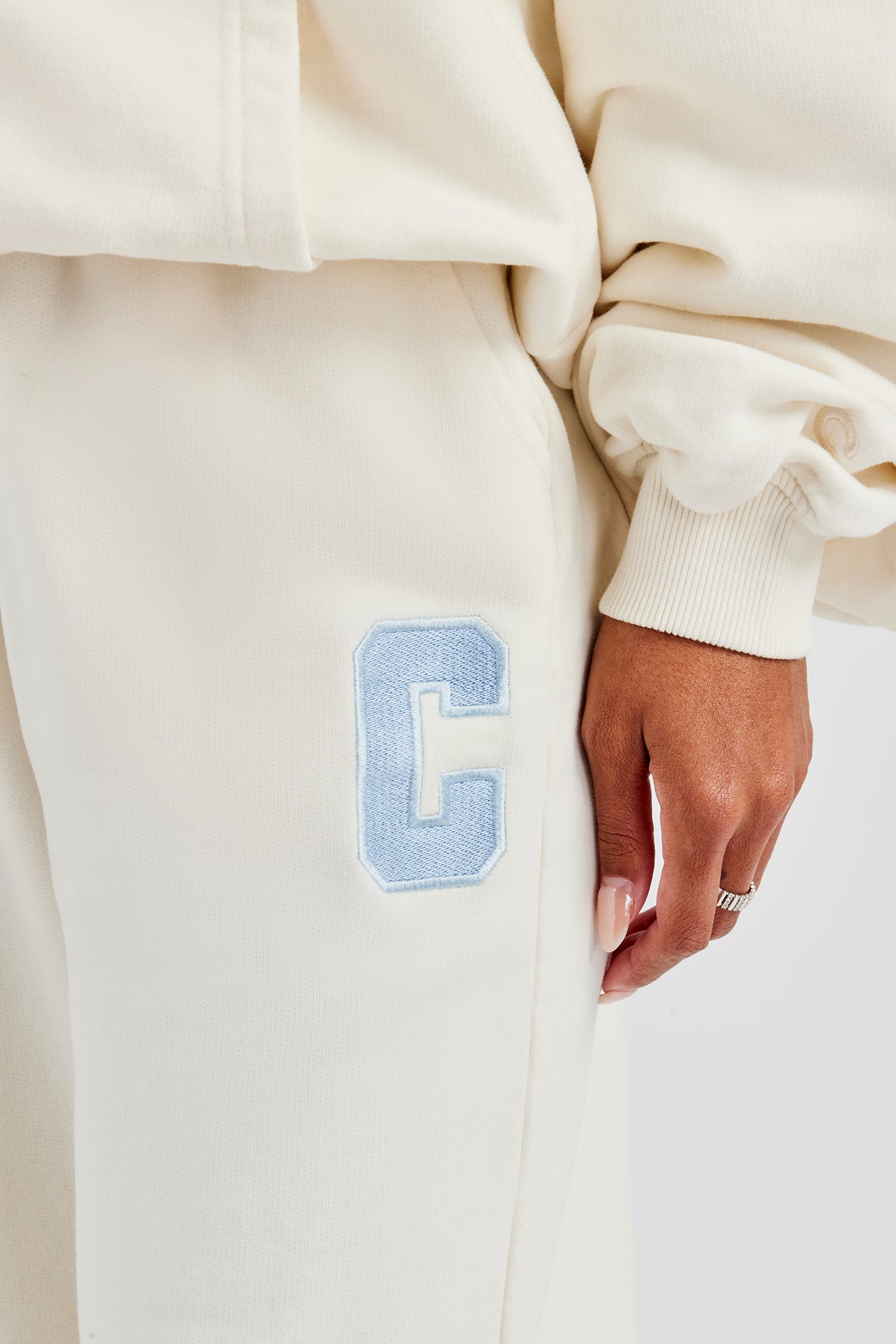 C Embroidered Jogger - Off White