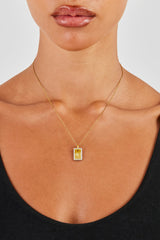 Iced Edge Initial Tag Necklace - Gold - 15mm