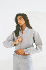 Scuba Funnel Neck Crop Jacket - Grey