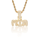0.5" Custom Bubble Font Pendant - Gold - Cernucci