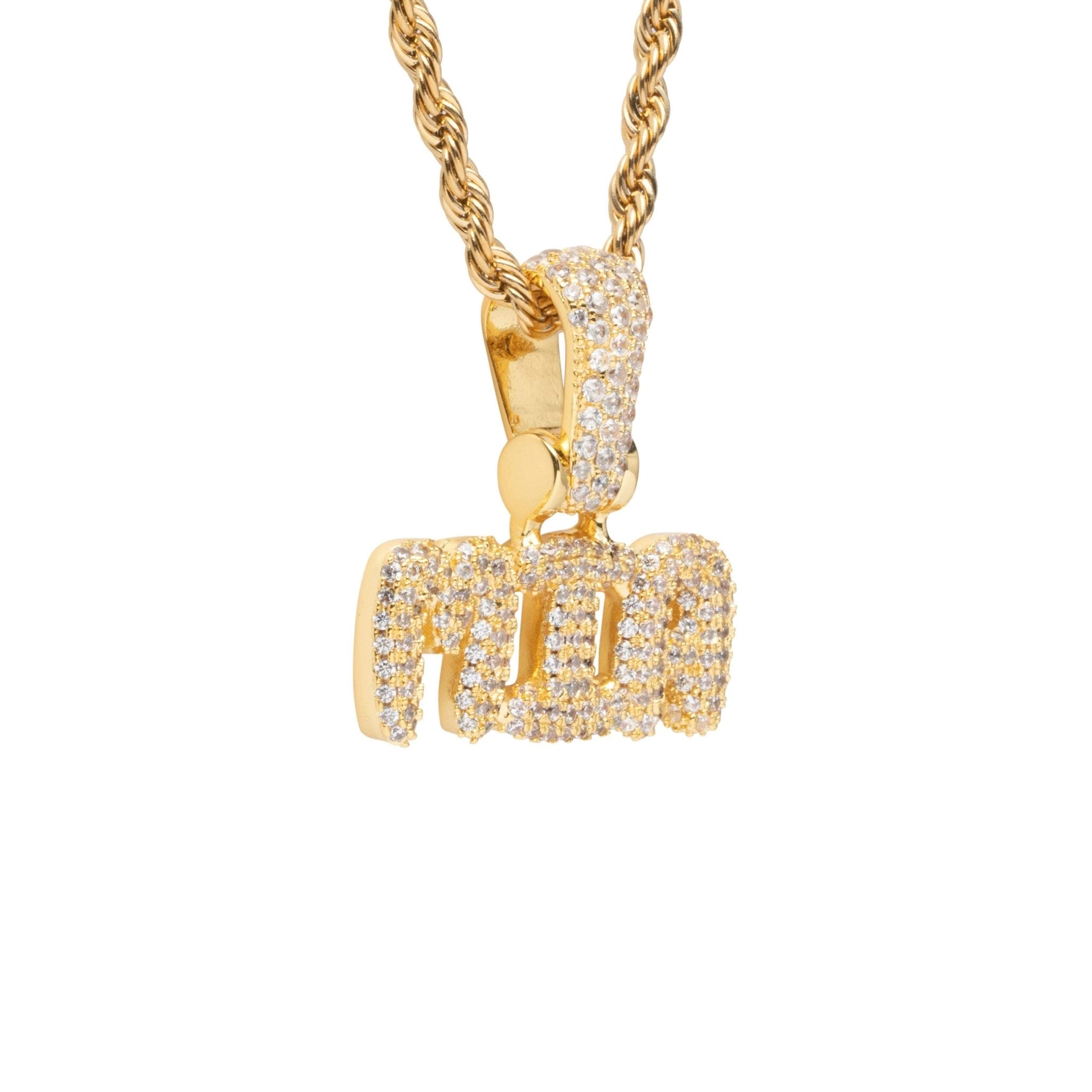 0.5" Custom Bubble Font Pendant - Gold - Cernucci