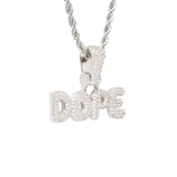 0.5" Custom Bubble Font Pendant - White Gold - Cernucci