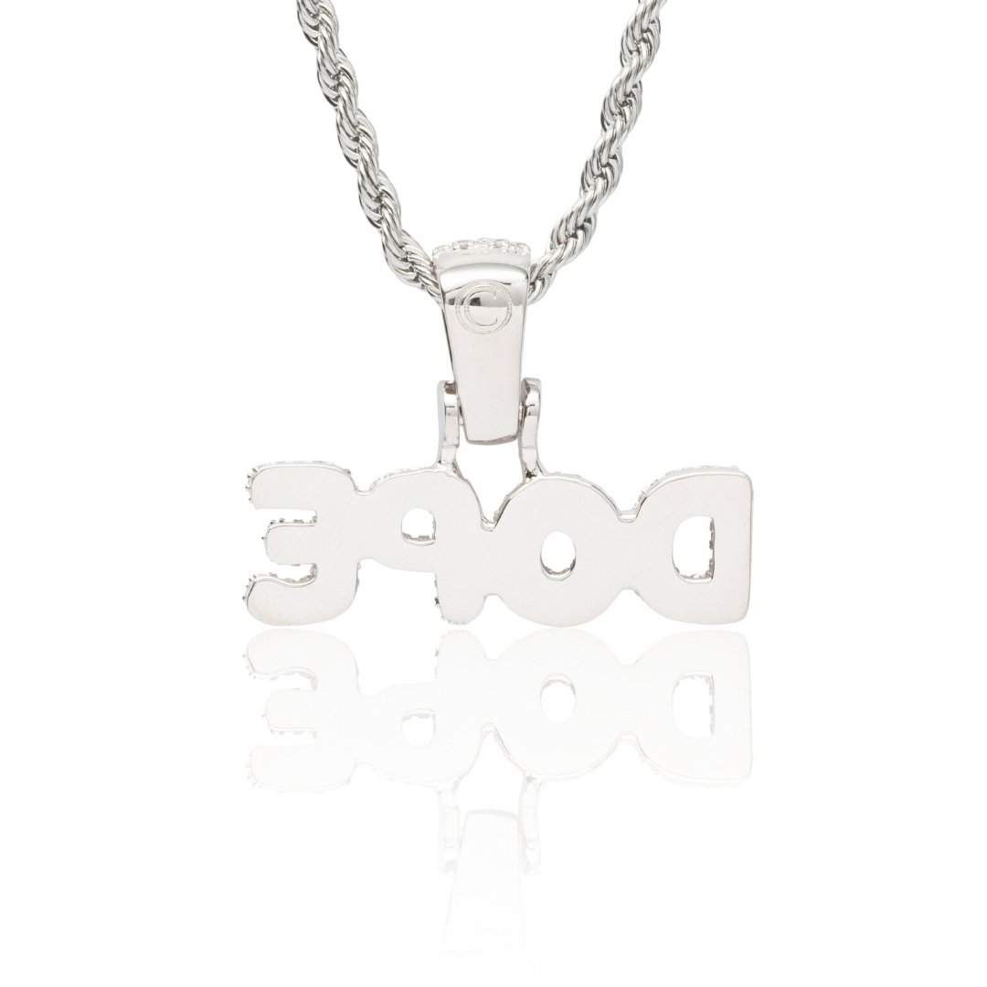 0.5" Custom Bubble Font Pendant - White Gold - Cernucci