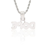 0.5" Custom Bubble Font Pendant - White Gold - Cernucci