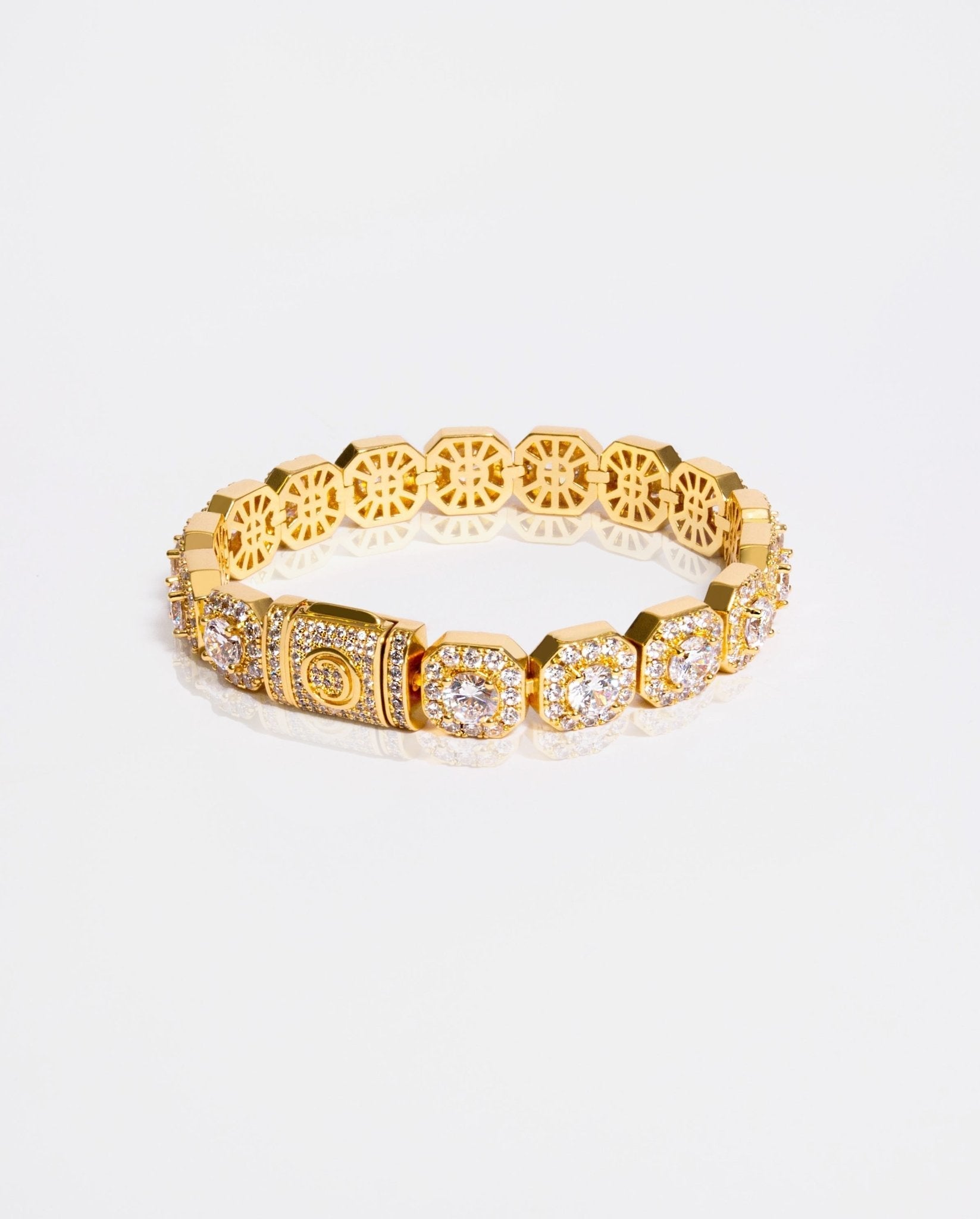 10mm Clustered Tennis Bracelet - Gold - Cernucci