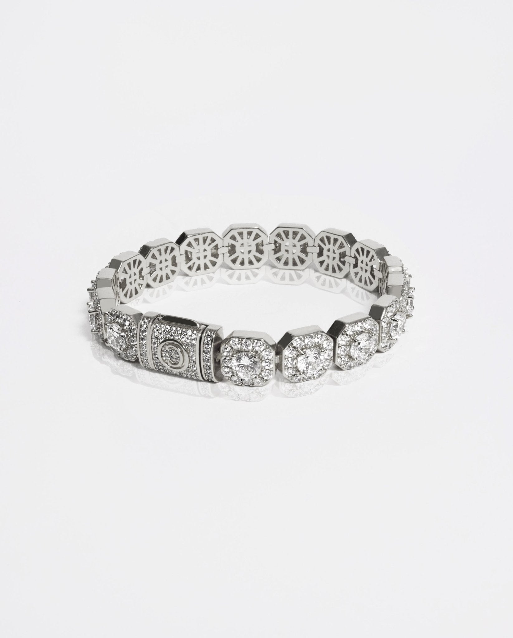 10mm Clustered Tennis Bracelet - White Gold - Cernucci
