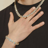 10mm Clustered Tennis Chain + Bracelet Bundle - Gold - Cernucci