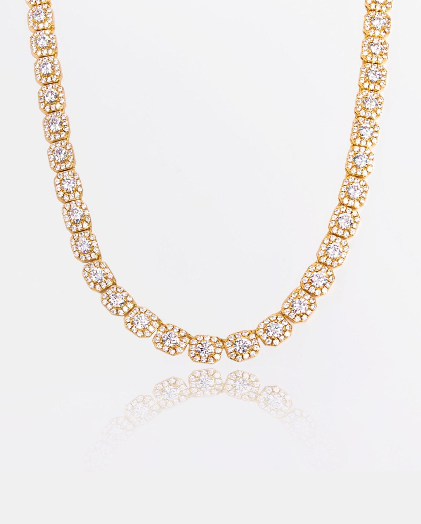 10mm Clustered Tennis Chain - Gold - Cernucci