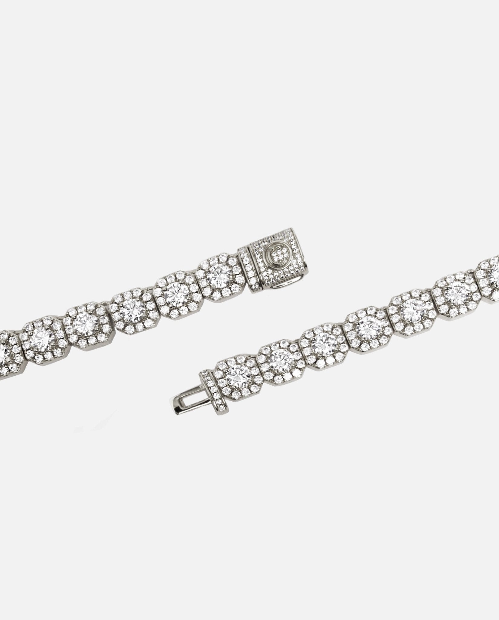 10mm Clustered Tennis Chain - White Gold - Cernucci