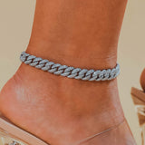 10mm Cuban Anklet - White Gold - Cernucci