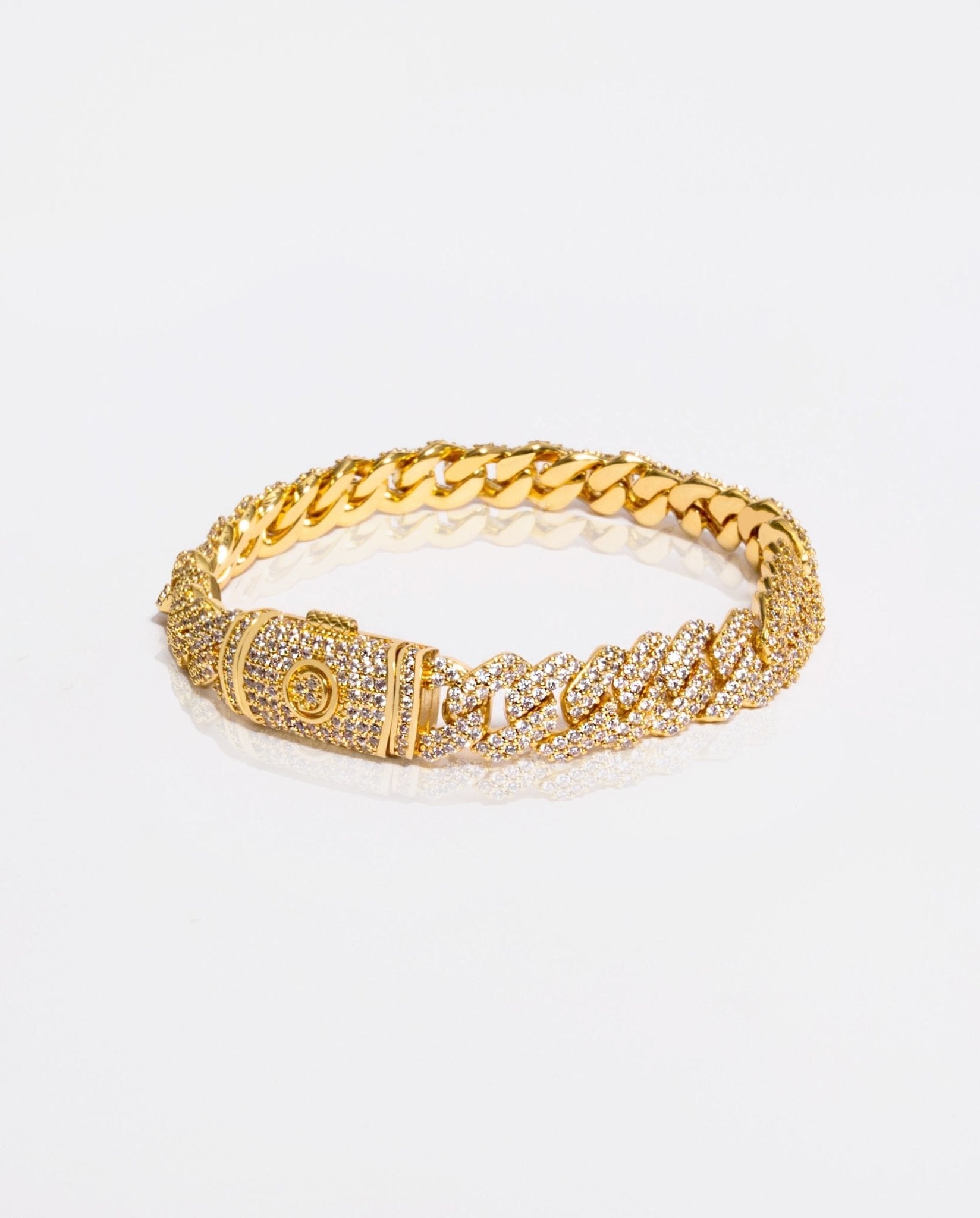 10mm Diamond Prong Link Bracelet - Gold - Cernucci