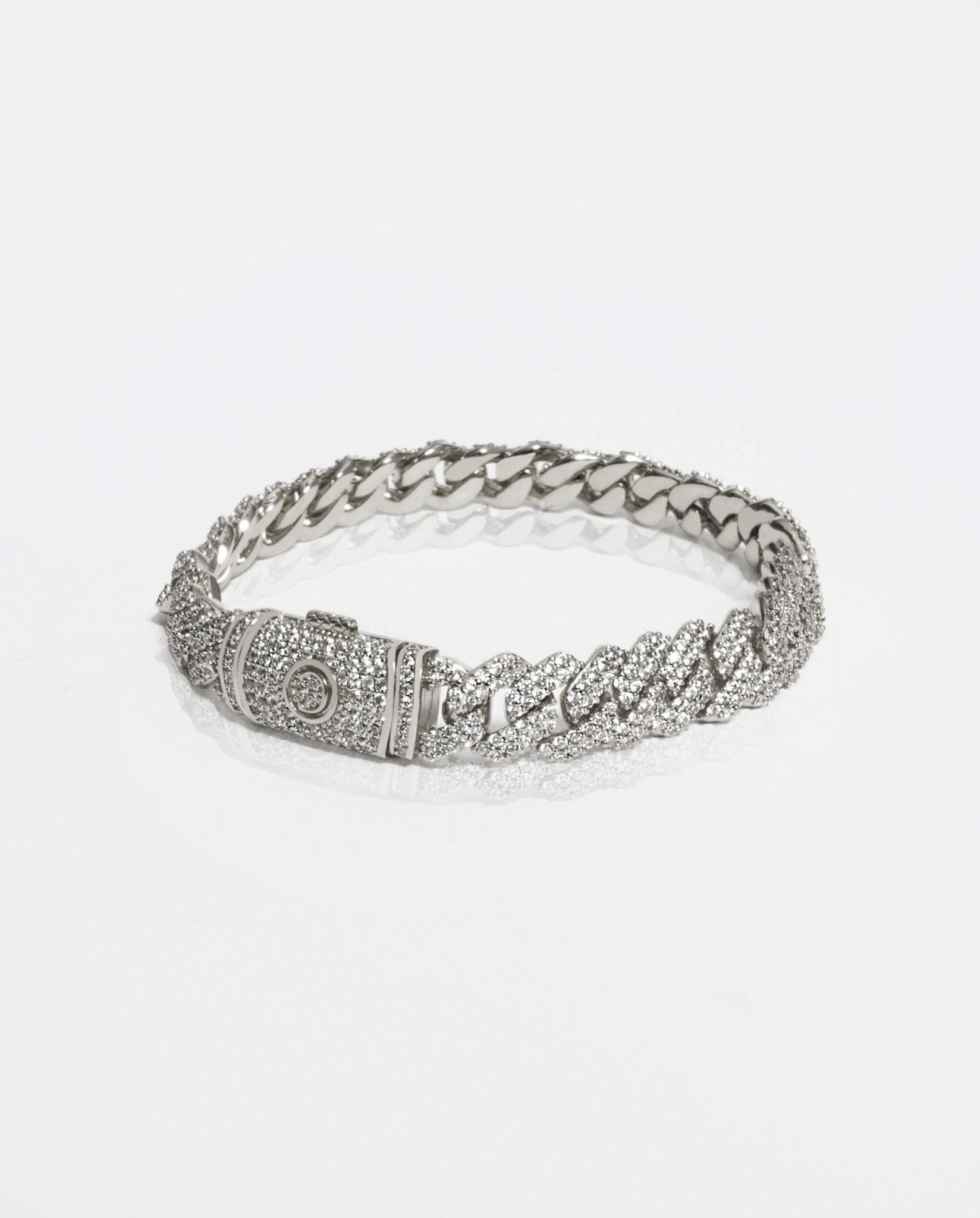 10mm Diamond Prong Link Bracelet - White Gold - Cernucci