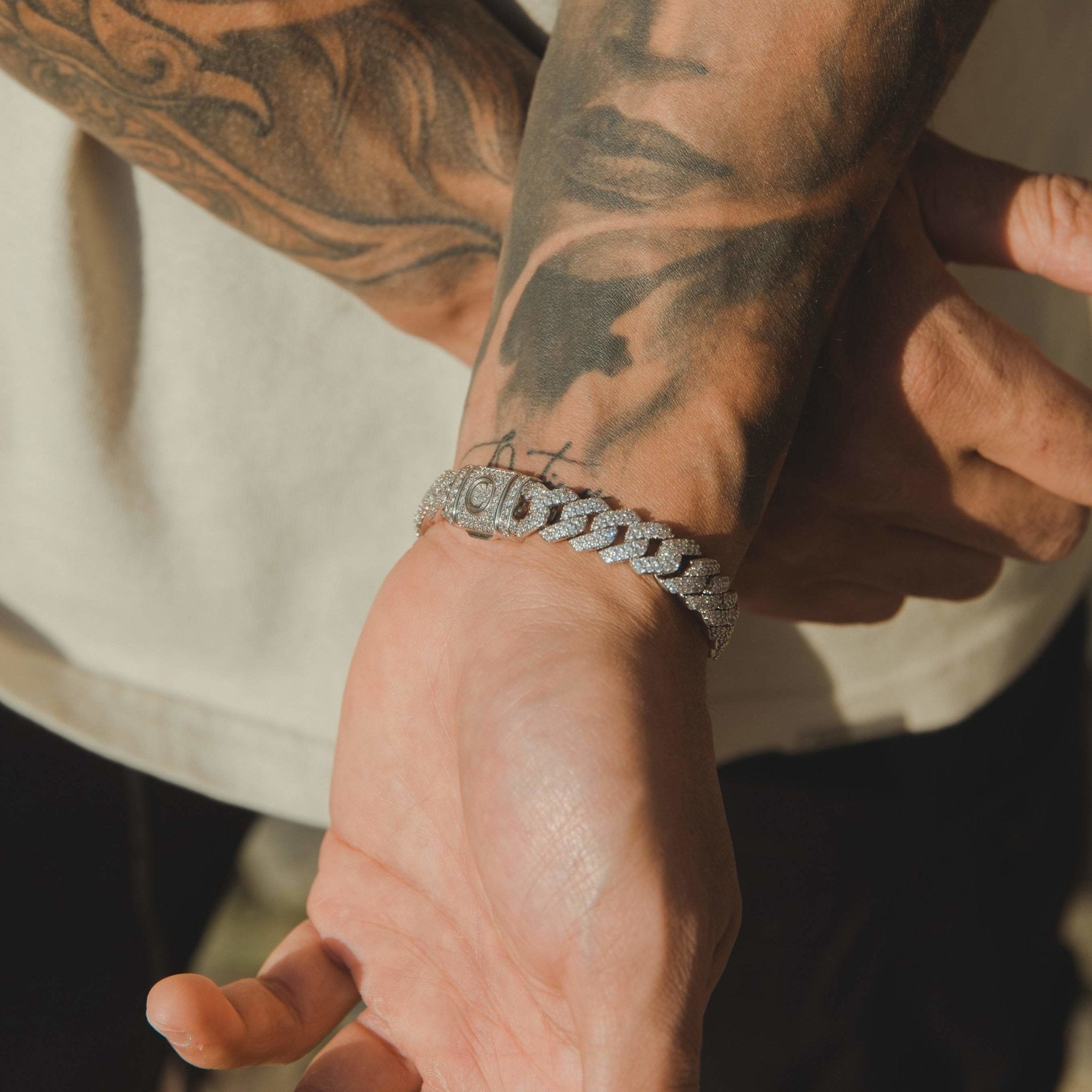 10mm Diamond Prong Link Bracelet - White Gold - Cernucci