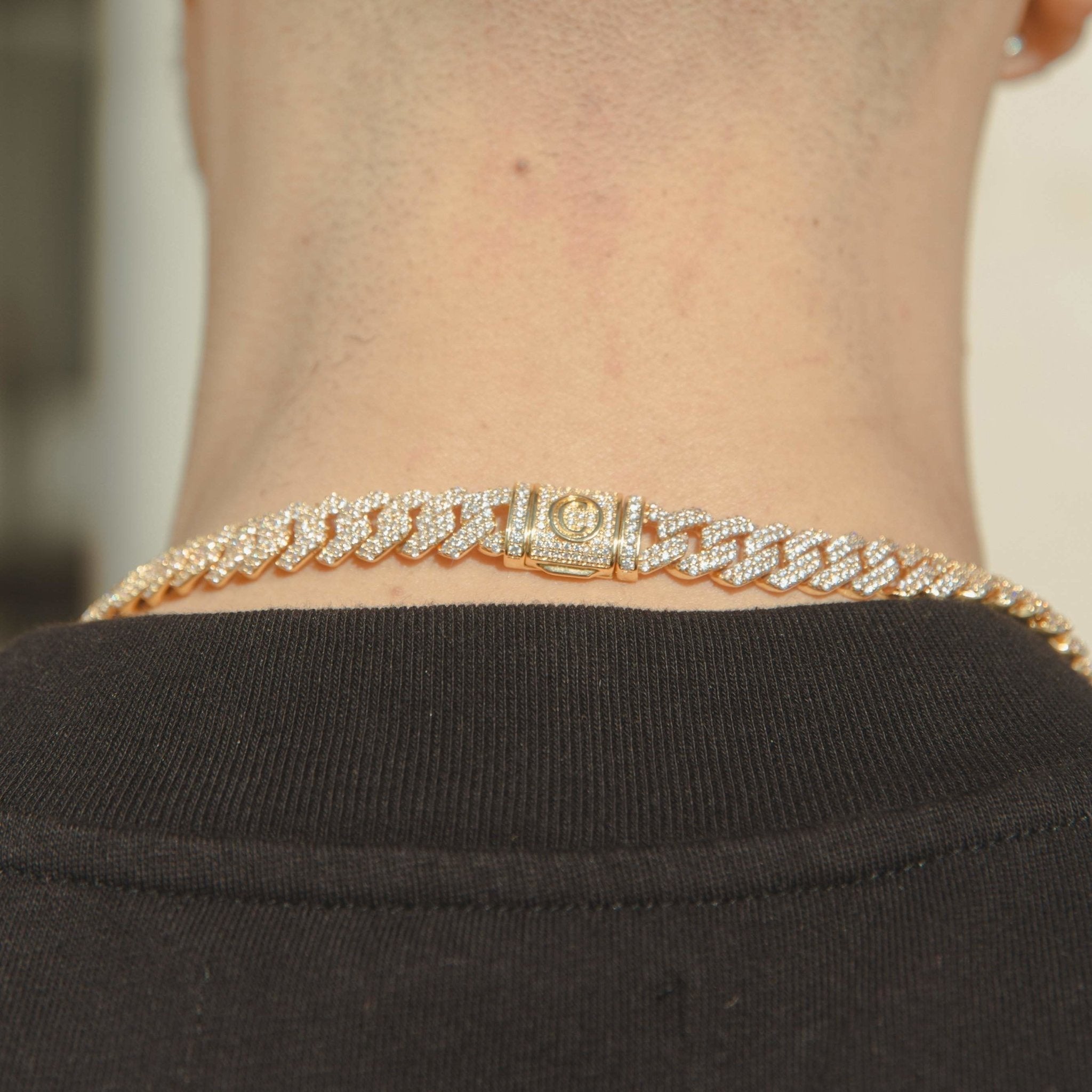 10mm Diamond Prong Link Chain - Gold - Cernucci