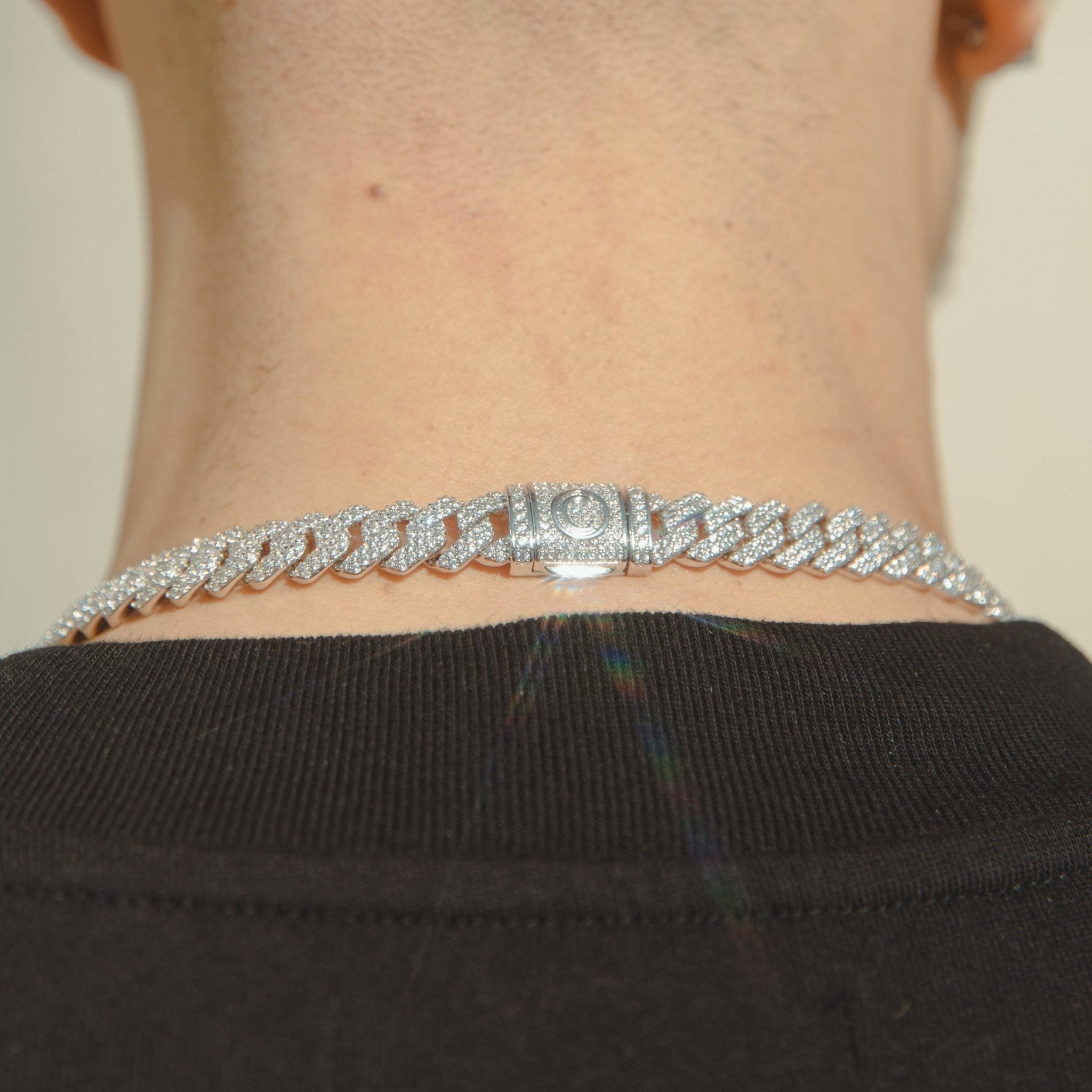 10mm Diamond Prong Link Chain - White Gold - Cernucci